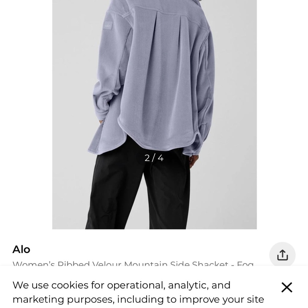 ALO Yoga Women's Ribbed Velour Jacket - Light Gray - Picture 3 of 10